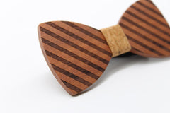 Cork Broad Striped Wooden Bow Tie