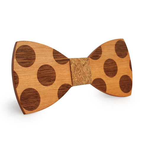 Cork Polka Dots Wooden Bow Tie