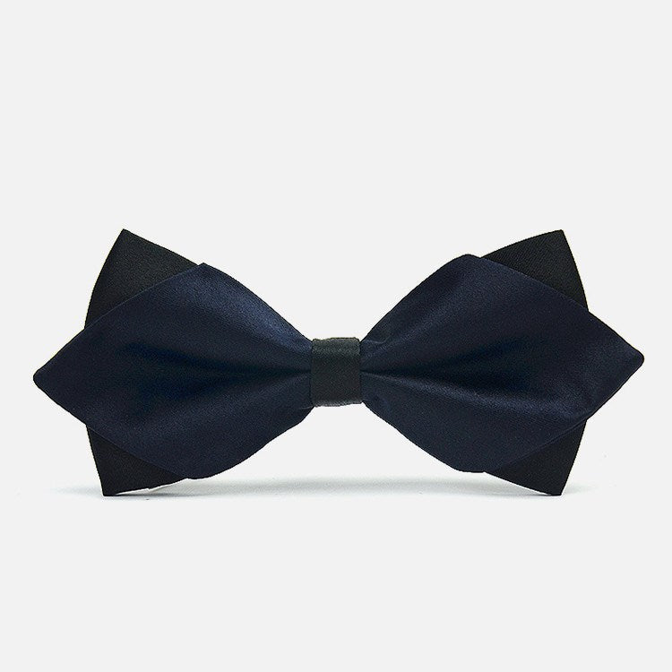 Dark Blue Diamond-Tip Tuxedo Bow Tie - Bowties