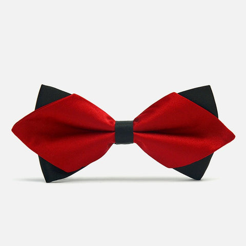 Dark Red Diamond-Tip Tuxedo Bow Tie - Bowties