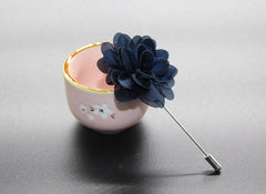 Deep Blue Flower Lapel Pin - Bowties - 2