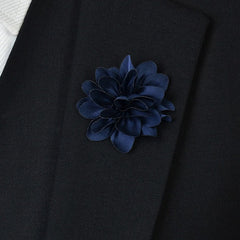 Deep Blue Flower Lapel Pin - Bowties - 1