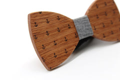 Grey Anchor Wooden Bow Tie