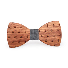 Grey Anchor Wooden Bow Tie
