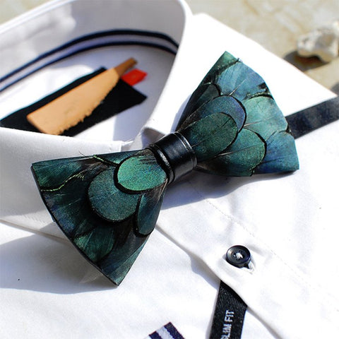 Colorful Bow Tie Made with Natural Vibrant Feathers