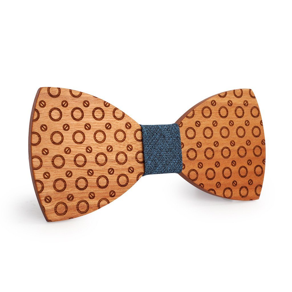 Grey Dotted Wooden Bow Tie