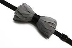 Grey Premium Feather Bow Tie