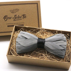 Grey Premium Feather Bow Tie