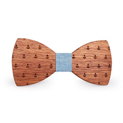 Light Blue Anchor Wooden Bow Tie