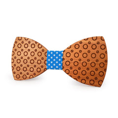 Light Blue Dotted Wooden Bow Tie