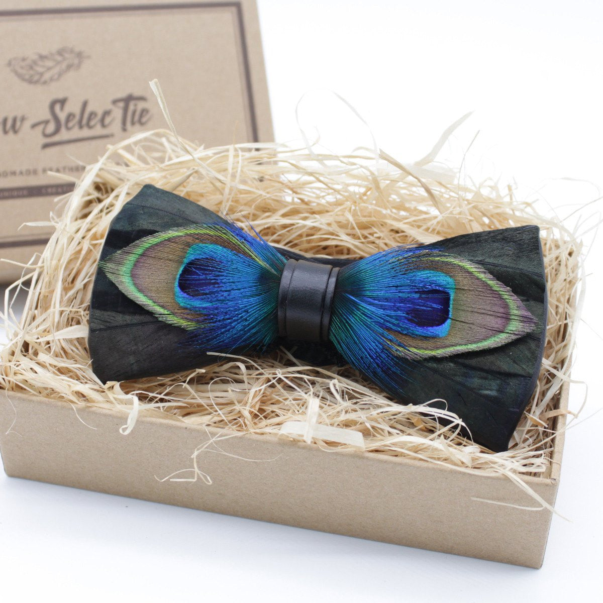 Vibrant Blue Peacock Feather Bow Tie – Bow Ties for Men – Bow SelecTie