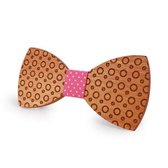 Pink Dotted Wooden Bow Tie