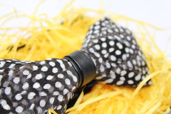 Polka Dotted Guinea Fowl Feather Bow Tie - Bowties - 2