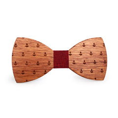 Red Anchor Wooden Bow Tie