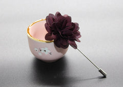 Dark Purple Flower Lapel Pin - Bowties - 2