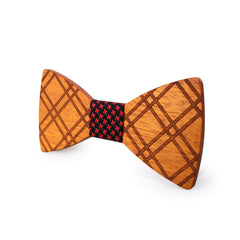 Red Stars Crossed Wooden Bow Tie