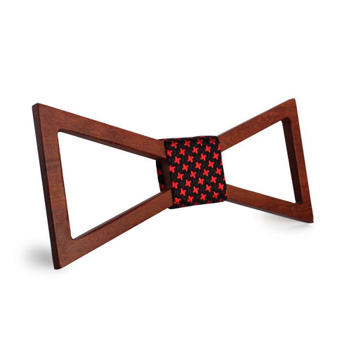 Red Stars Hollow Wooden Bow Tie