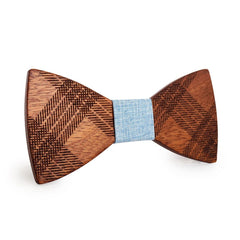 Striped With Blue Wooden Bow Tie
