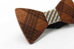 White & Brown Wooden Bow Tie
