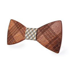 White & Brown Wooden Bow Tie